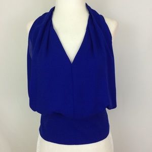 Foreign Exchange Royal Blue V-Neck Open Back Top S